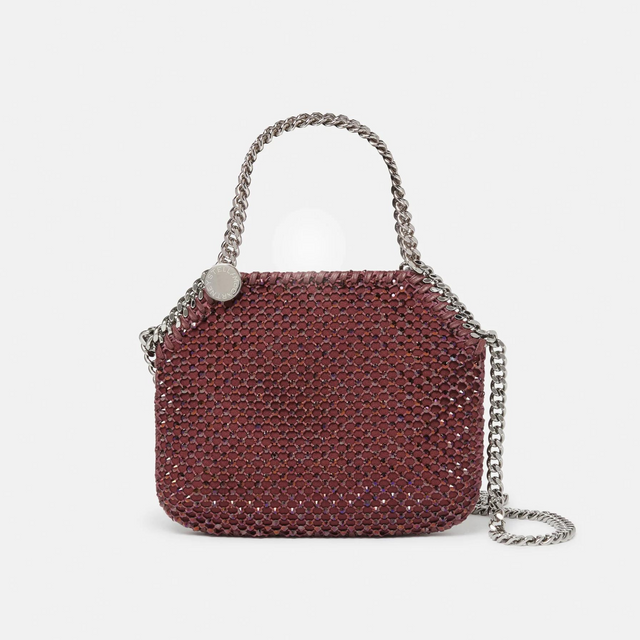 Falabella Crystal Mesh Mini Tote Bag in Berry