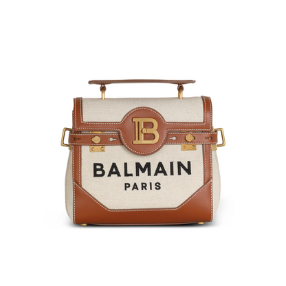 B-Buzz 23 Canvas Top Handle Bag in Beige Handbags BALMAIN - LOLAMIR