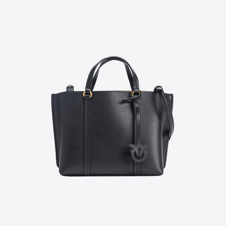 Classic Tumbled Leather Shopper Bag in Black Handbags PINKO - LOLAMIR