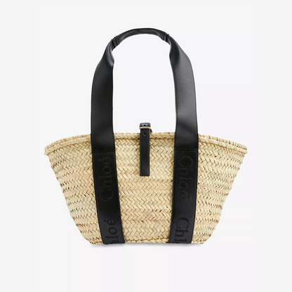 Sense Small Rafia Basket Bag in Black Handbags CHLOE - LOLAMIR