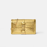 Croc-effect Greca Goddess Mini Bag in Gold Handbags VERSACE - LOLAMIR