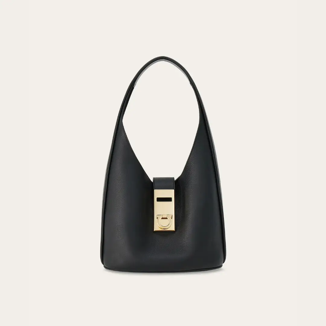 Archive Hobo Bag with buckle (M) in Black Handbags FERRAGAMO - LOLAMIR