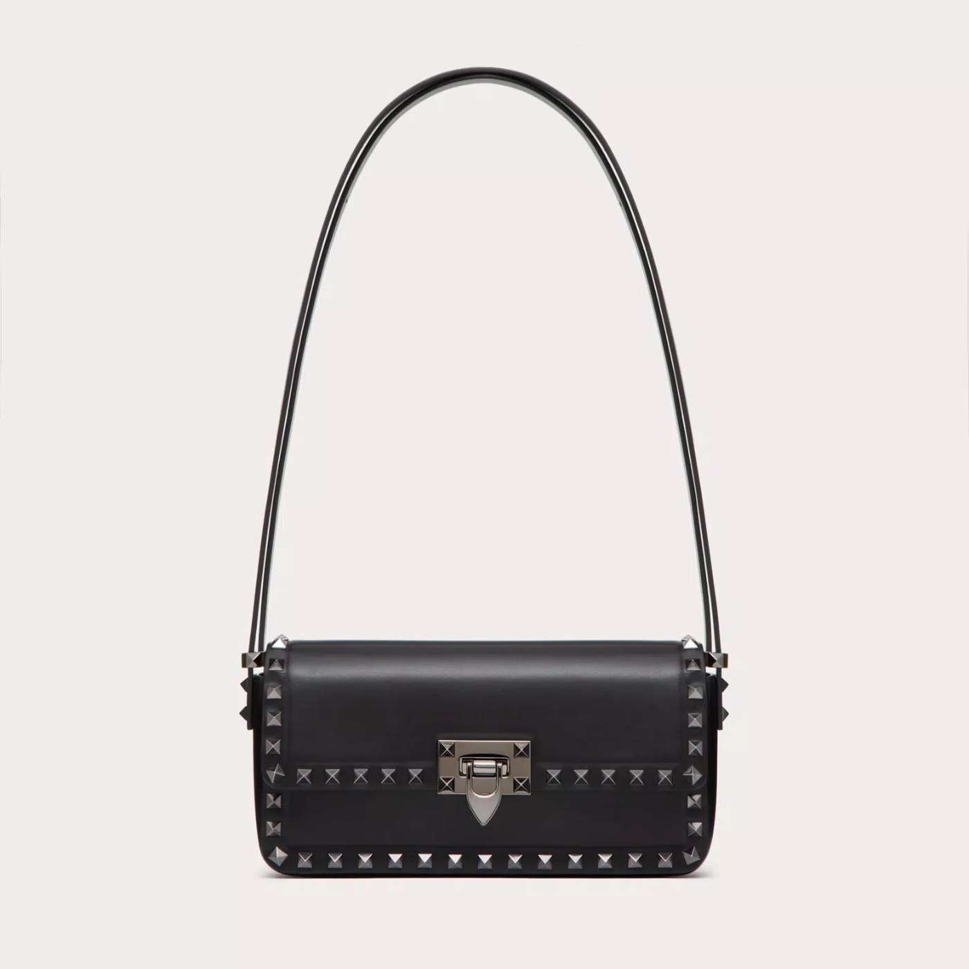 Rockstud23 E/W Shoulder Bag in Black Handbags VALENTINO - LOLAMIR