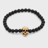 Skull Bead Chain Bracelet in Black
