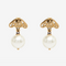 Seal Logo Pearl Earrings in Gold