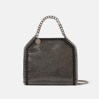 Falabella Crystal Mesh Mini Tote Bag in Black Handbags STELLA MCCARTNEY - LOLAMIR