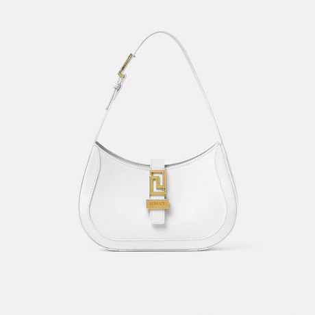 Greca Goddess Small Hobo Bag in White Handbags VERSACE - LOLAMIR