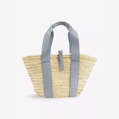 Sense Small Rafia Basket Bag in Blue Handbags CHLOE - LOLAMIR
