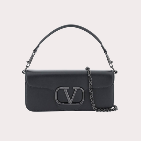 Locò Tone-on-Tone Shoulder Bag in Black Handbags VALENTINO - LOLAMIR