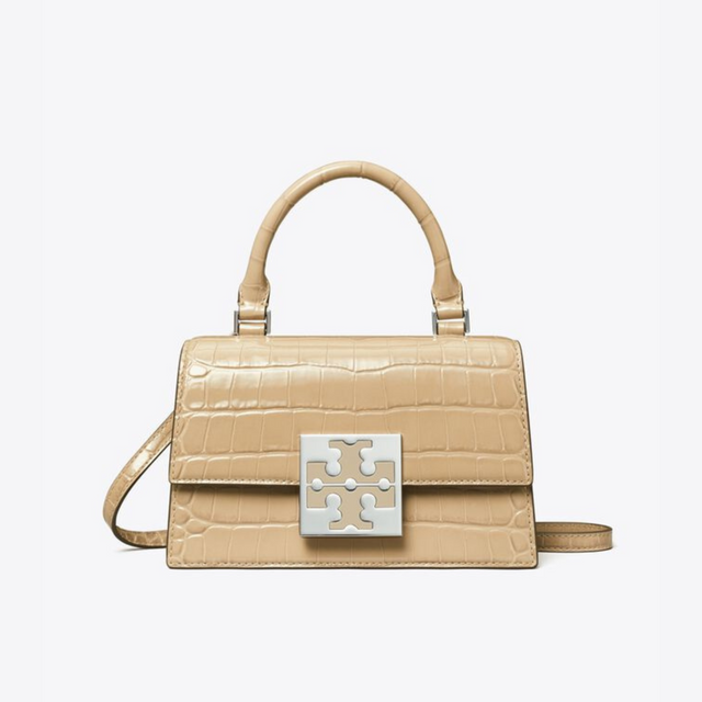 Bon Bon Croc-Embossed Mini Bag in Taupe