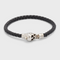 Skull Braided Leather Bracelet in Black