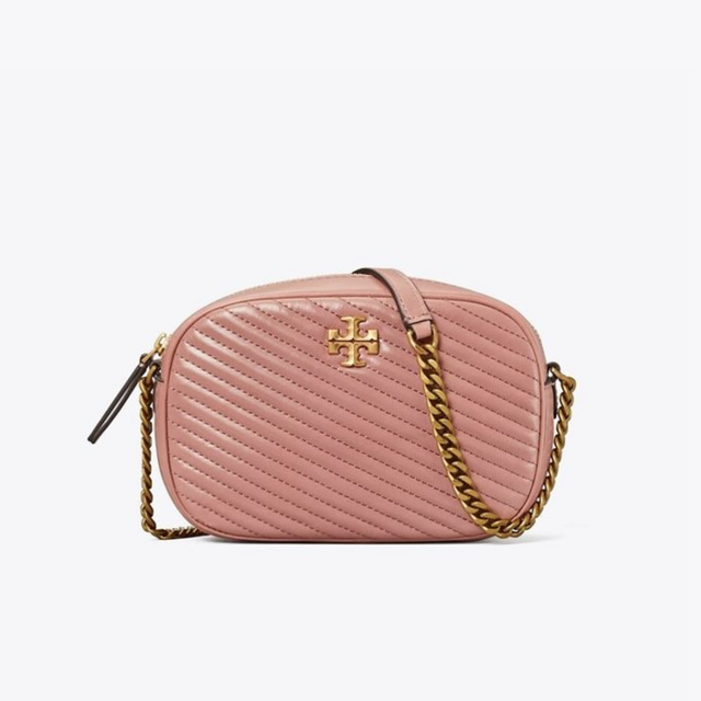 Kira Chevron Moto Quilt Camera Bag in Pink