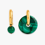 Gold-Plated Malachite Mismatched Earrings