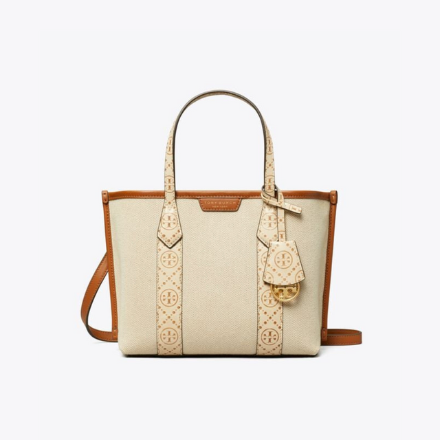 Perry Small Canvas Tote Bag in Cream