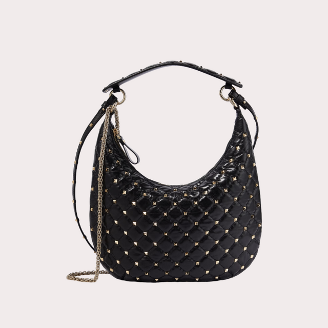 Rockstud Spike Tote Bag In Black Handbags VALENTINO - LOLAMIR