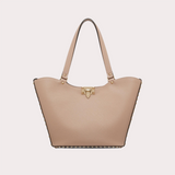 Rockstud Small Tote Bag in Beige