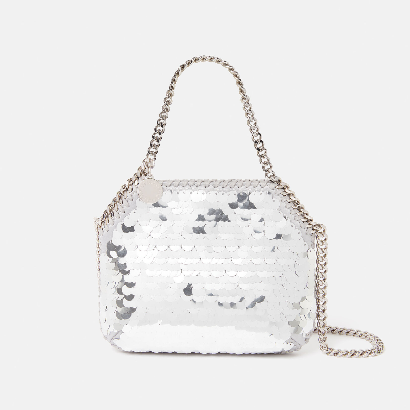 Falabella Sequin Mini Tote Bag in Silver Handbags STELLA MCCARTNEY - LOLAMIR