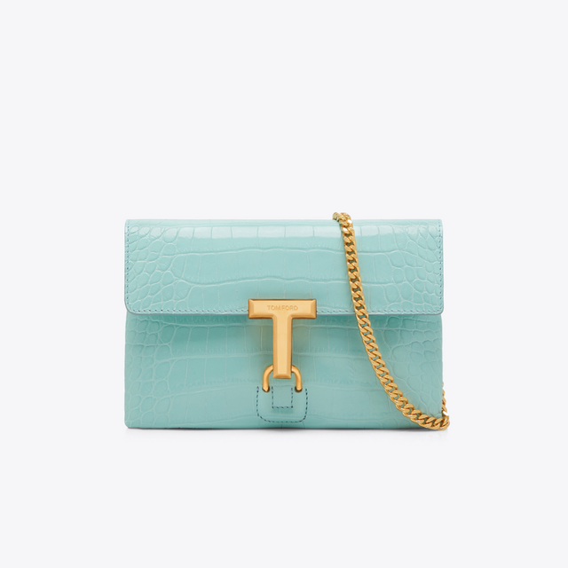 Monarch Mini Croco-Embossed Mini Bag in Turquoise Handbags TOM FORD - LOLAMIR