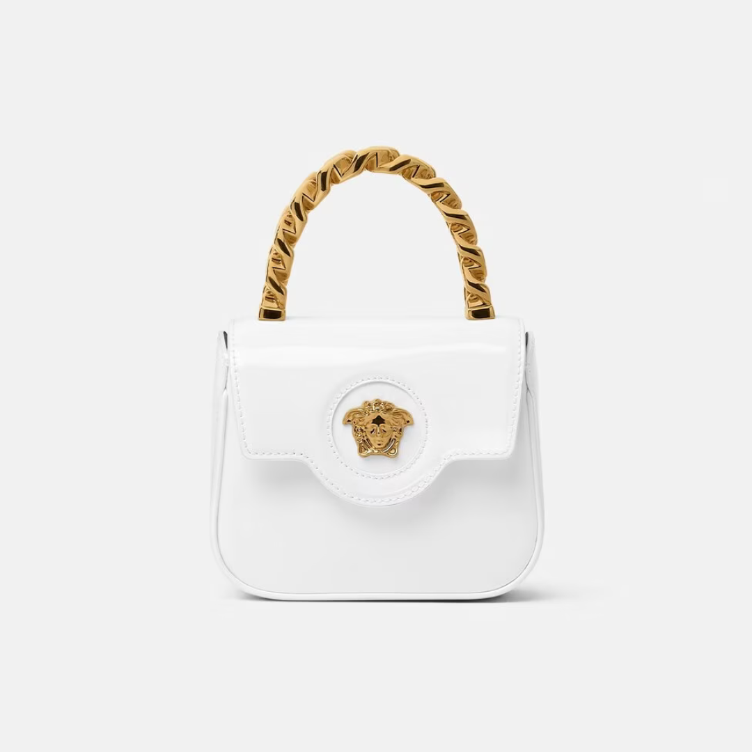 La Medusa Patent Mini Bag in White Handbags VERSACE - LOLAMIR