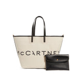 XL Logo Cotton Canvas Tote Bag in Oat Handbags STELLA MCCARTNEY - LOLAMIR