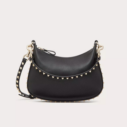 Rockstud Small Hobo Bag In Black Handbags VALENTINO - LOLAMIR