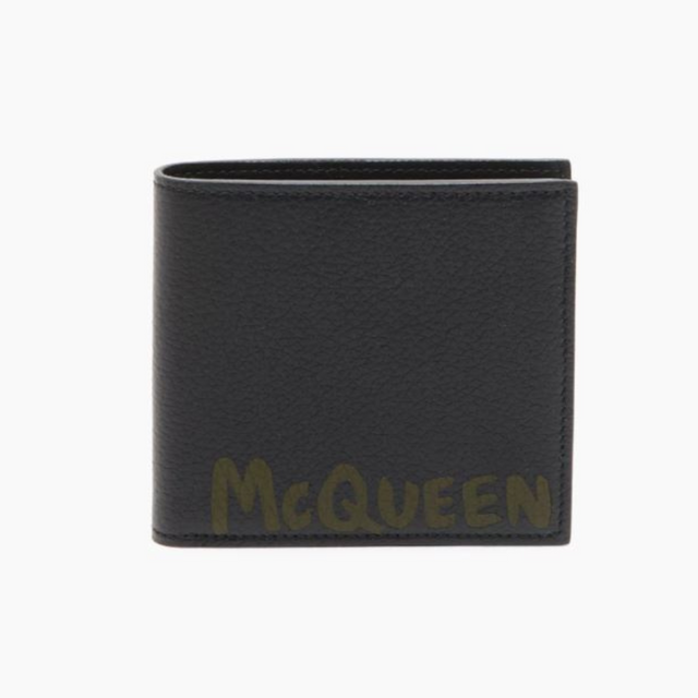 McQueen Graffiti Billfold Wallet in Black/Green