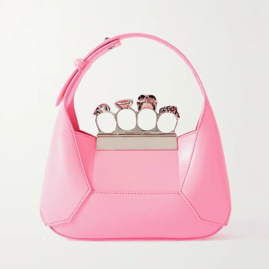 The Jewelled Hobo Mini Bag in Bright Pink Handbags ALEXANDER MCQUEEN - LOLAMIR