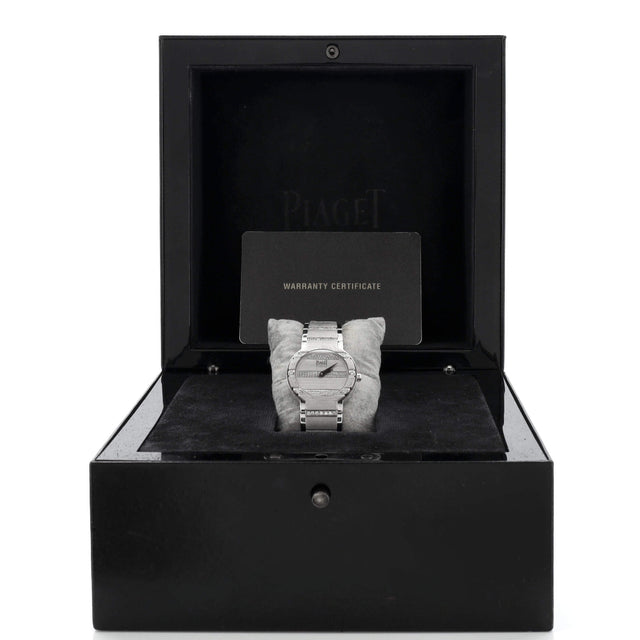 Polo Quartz Watch White Gold with Diamond Bezel, Dial and Bracelet 28 - Preowned Watches PIAGET - LOLAMIR