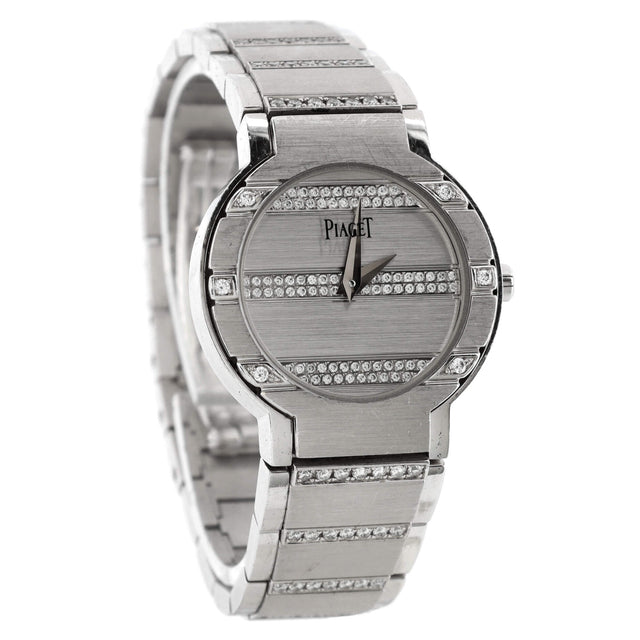 Polo Quartz Watch White Gold with Diamond Bezel, Dial and Bracelet 28 - Preowned Watches PIAGET - LOLAMIR
