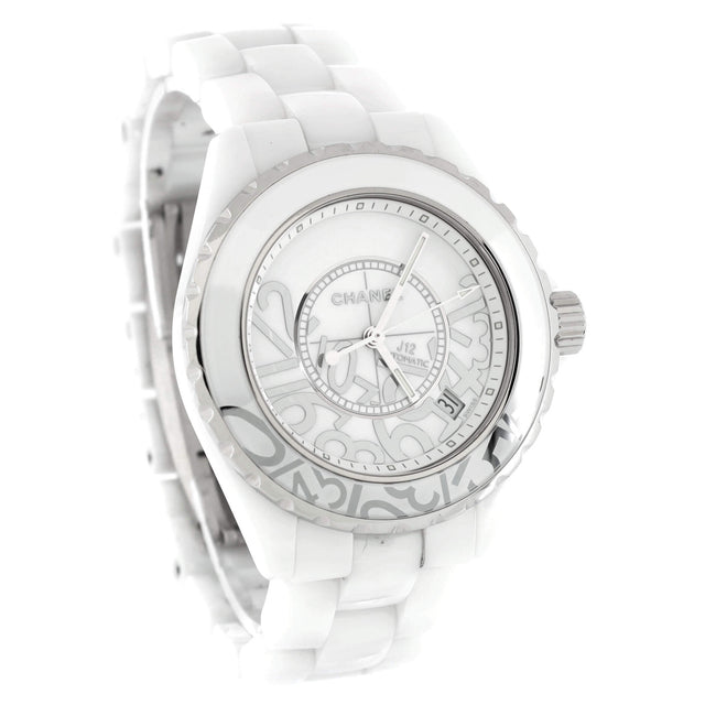 J12 Graffiti Limited Edition Automatic Watch Ceramic and Stainless Steel 38 - Preowned Watches CHANEL - LOLAMIR