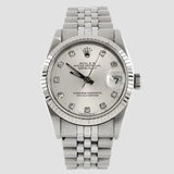 Oyster Perpetual Datejust Automatic Watch Stainless Steel and White Gold with Diamond Markers 31 - Preowned Watches ROLEX - LOLAMIR