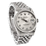 Oyster Perpetual Datejust Automatic Watch Stainless Steel and White Gold with Diamond Markers 31 - Preowned Watches ROLEX - LOLAMIR
