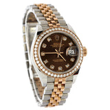 Oyster Perpetual Datejust Automatic Watch Stainless Steel and Rose Gold with Diamond Bezel and Markers - Preowned Watches ROLEX - LOLAMIR