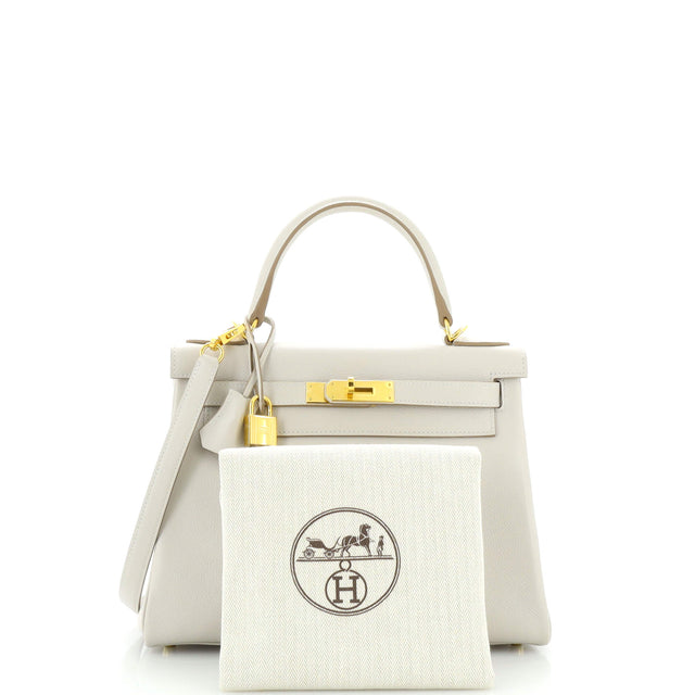 Hermes Kelly Handbag Grey Evercolor with Gold Hardware 28