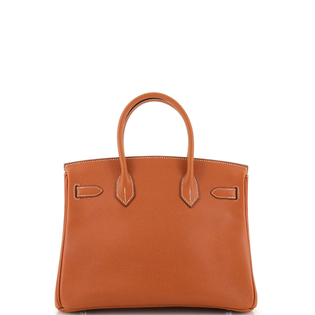 Hermes Birkin Handbag Orange Vache Liegee with Palladium Hardware 30