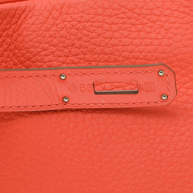 Hermes Kelly Handbag Red Clemence with Palladium Hardware 28