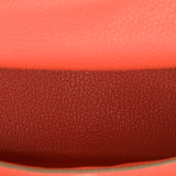 Hermes Kelly Handbag Red Clemence with Palladium Hardware 28