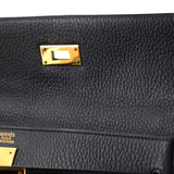 Hermes Kelly Handbag Black Ardennes with Gold Hardware 32