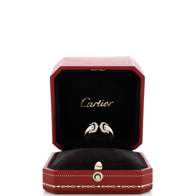 Cartier Vintage C de Cartier Ring 18K White Gold with Diamonds