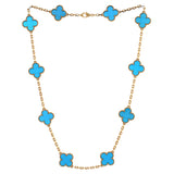 Van Cleef & Arpels Vintage Alhambra 10 Motifs Necklace 18K Yellow Gold and Agate