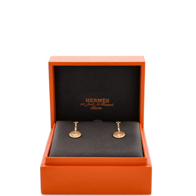 Hermes Gambade Clou de Selle Earrings 18K Rose Gold with Diamonds