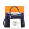 Hermes Kelly Handbag Black Berline Vache Canvas with Blue Swift and Toile with Palladium Hardware 32