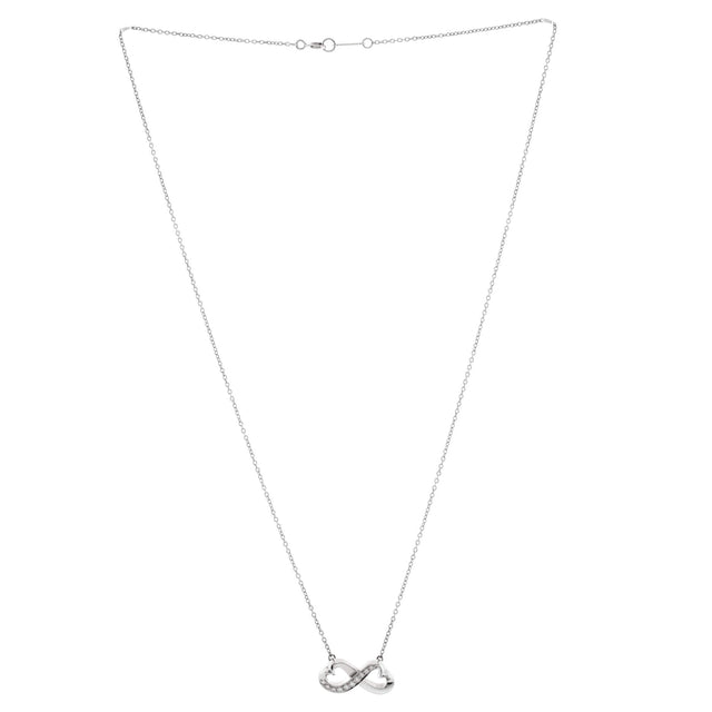 Tiffany & Co. Paloma Picasso Double Loving Heart Pendant Necklace 18K White Gold with Diamonds