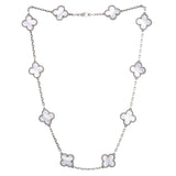 Van Cleef & Arpels Vintage Alhambra 10 Motifs Necklace 18K White Gold and Chalcedony