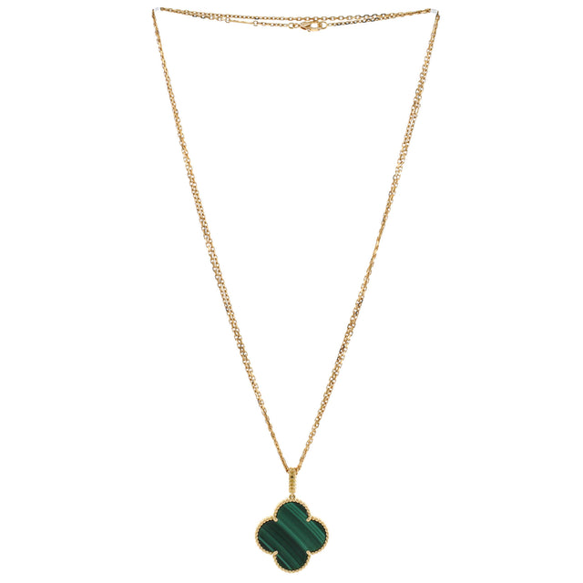 Van Cleef & Arpels Magic Alhambra Pendant Necklace 18K Yellow Gold and Malachite