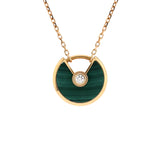 Cartier Amulette de Cartier Pendant Necklace 18K Rose Gold with Malachite and Diamond XS