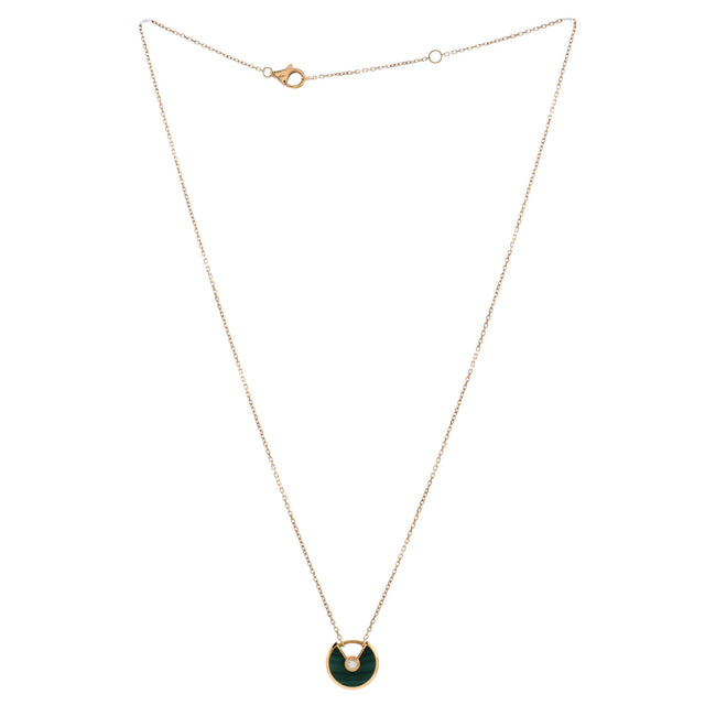 Cartier Amulette de Cartier Pendant Necklace 18K Rose Gold with Malachite and Diamond XS