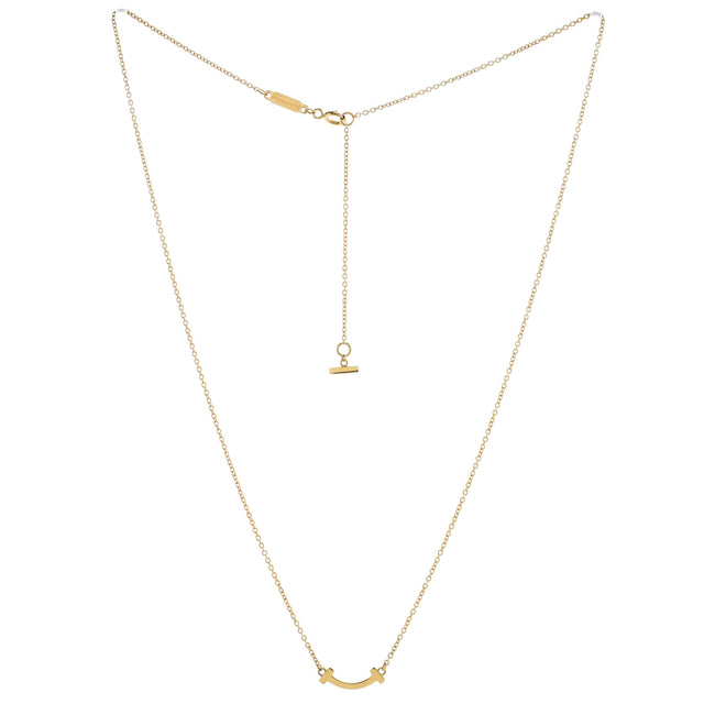 Tiffany & Co. T Smile Pendant Necklace 18K Yellow Gold Mini