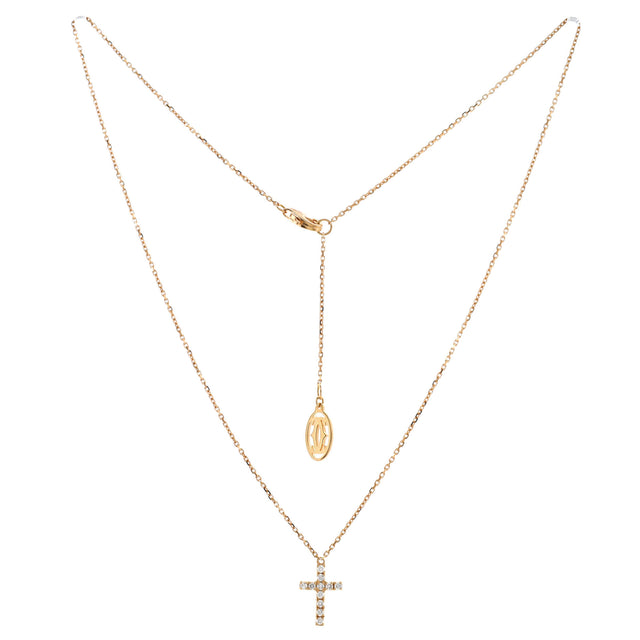 Cartier Cross Pendant Necklace 18K Rose Gold with Diamonds