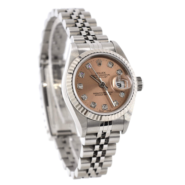 Rolex Oyster Perpetual Datejust Automatic Watch Stainless Steel and White Gold with Diamond Markers 26